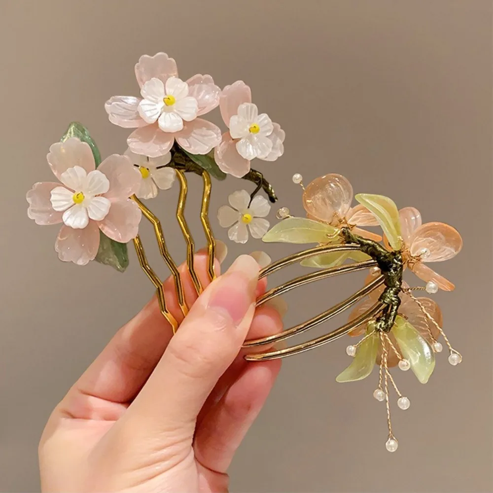

New Classical Hair Comb Chinese Style Hair Stick U Shape Pearl Hanfu Hairpin Hair Sticks for Buns Flower Hanfu Accessories