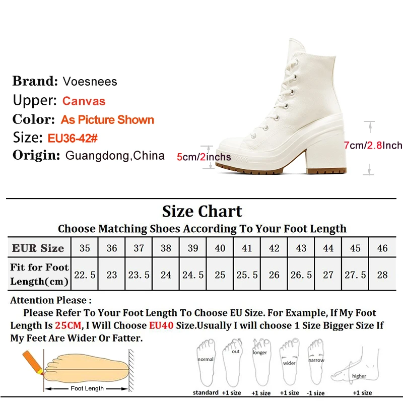 High Top Canvas Shoes Women Thick Platform Sneakers Ladies 7CM Chunk Heels 2024 Designer Street Style Lace-up Casual Shoes Mujer