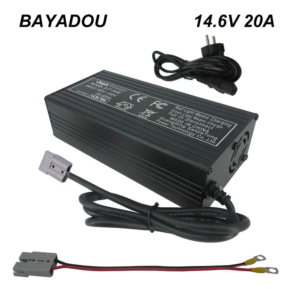 14.6V 20A LiFePO4 Fast Charger 4S 12 Volt Iron Phosphate LFP RV Energy Storage Solar UPS System Battery Chargers SB50 Connector