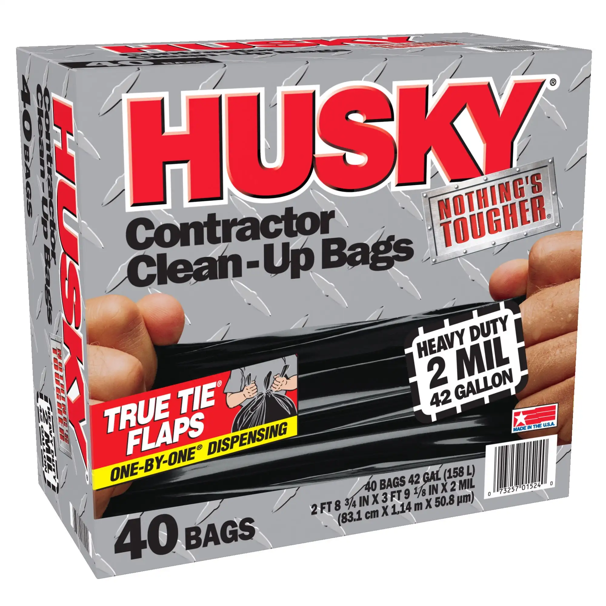 

Heavy Duty Contractor Black Bags, 42 Gallon, 40 Bags, 2 Mil (20% Pcr)