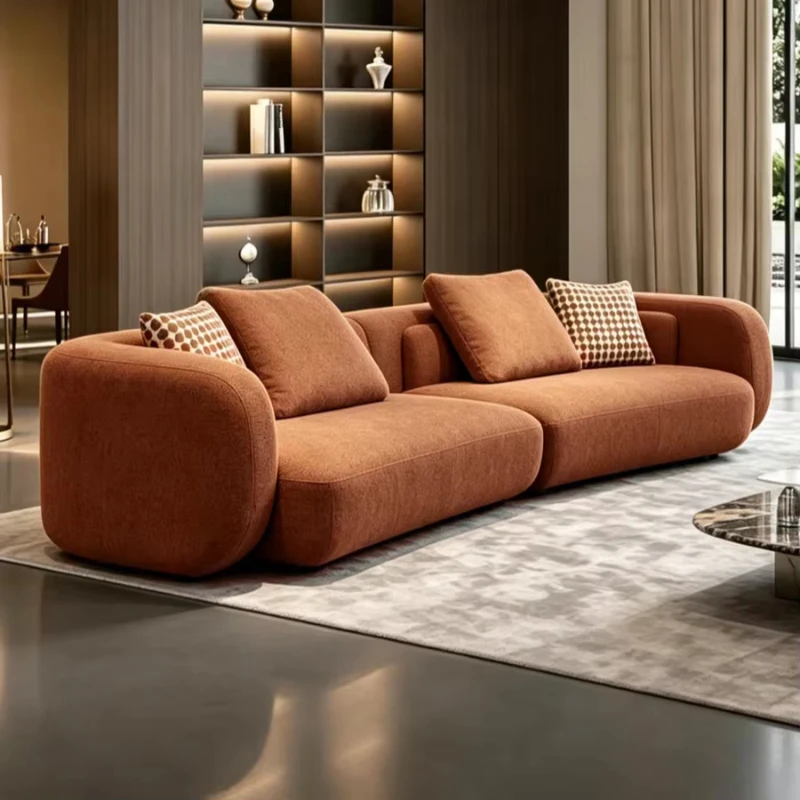 Cream style villa large flat floor combination Bessel combination large Italian chenille curved fabric sofa