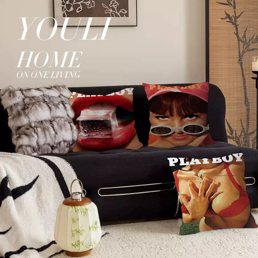 Sexy Girl P-Playboy Magazine Pillow Gift Home Office Decoration Pillow Bedroom Sofa Car Cushion CoverPillow Case