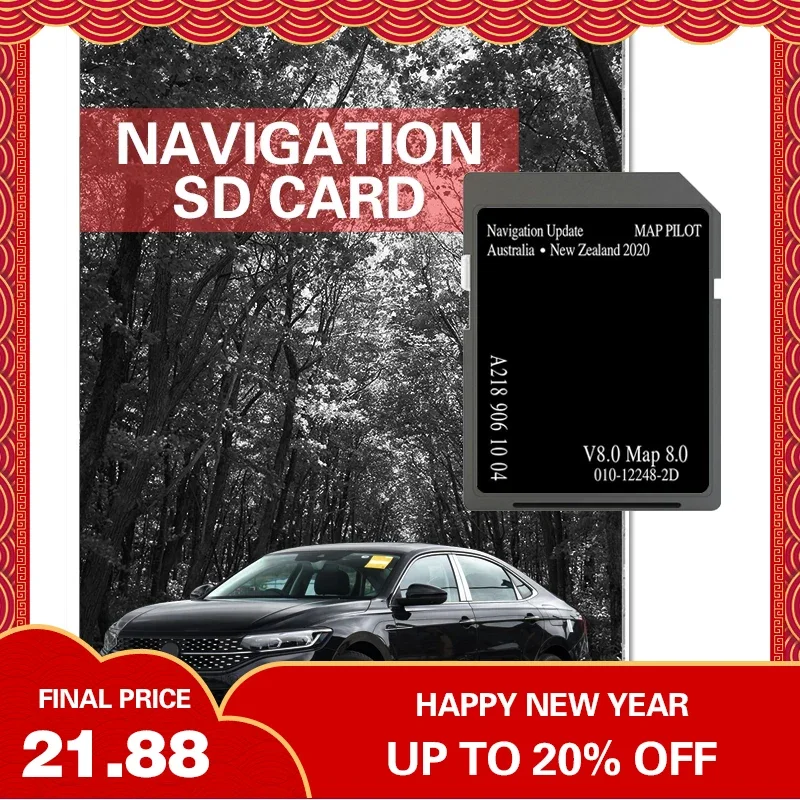 Sat Nav Maps Australia New Zealand 8GB A2189061004 V8 SD Card 2020 for Mercedes A/B/C/CLA/CLS/E/GLA/GLC/GLE Garmin Navigation