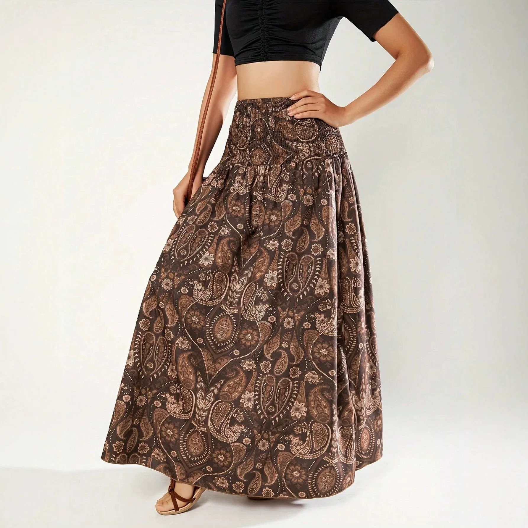 Spring Women's New Retro Printed Midi Skirt Slim Fit Bodycon Long Skirt Sexy Elegant Commuter Fashion Versatile Comfort Casual