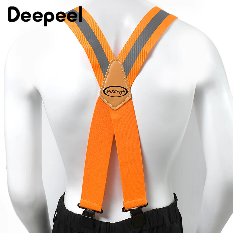 Deepeel 5*110cm Adult Men Suspenders X Type 4 Clips Braces Adjustable Fluorescent Strap Work Male Jockstrap Elastic Wide Belt