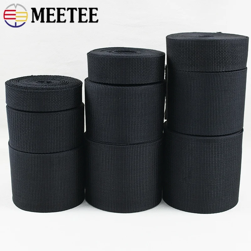 

10M Meetee 20-100mm Black Webbing Tape for Backpack Strap Pet Collar Ribbon Band Bag Sewing Bias Binding Belt Lanyard Accessory