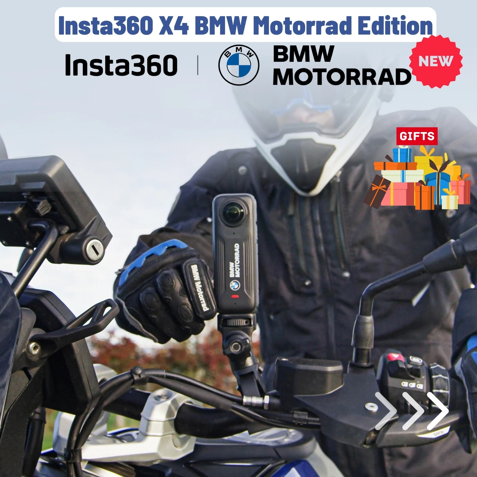 Moto Bundle For Insta360 X4 NEW Motorrad Edition Action Camera Motorcycle Kit 8K HDR Action Camera For Insta 360 X4BMW Original