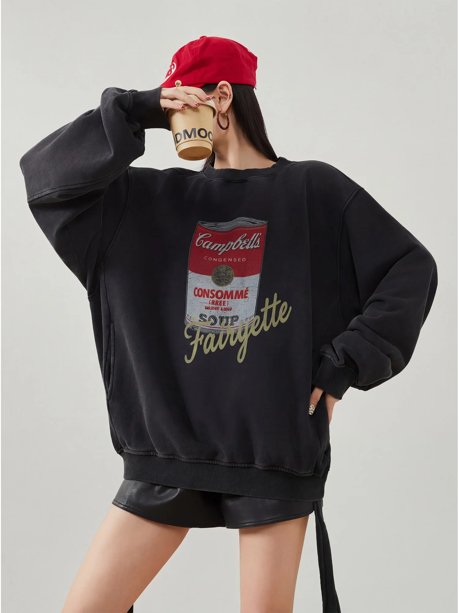 

Ретро-американский свитшот с круглым вырезом, женский, свободного кроя, с длинными рукавами, с принтом, повседневный топ из полиэстера, удобный, хорошо сидит.