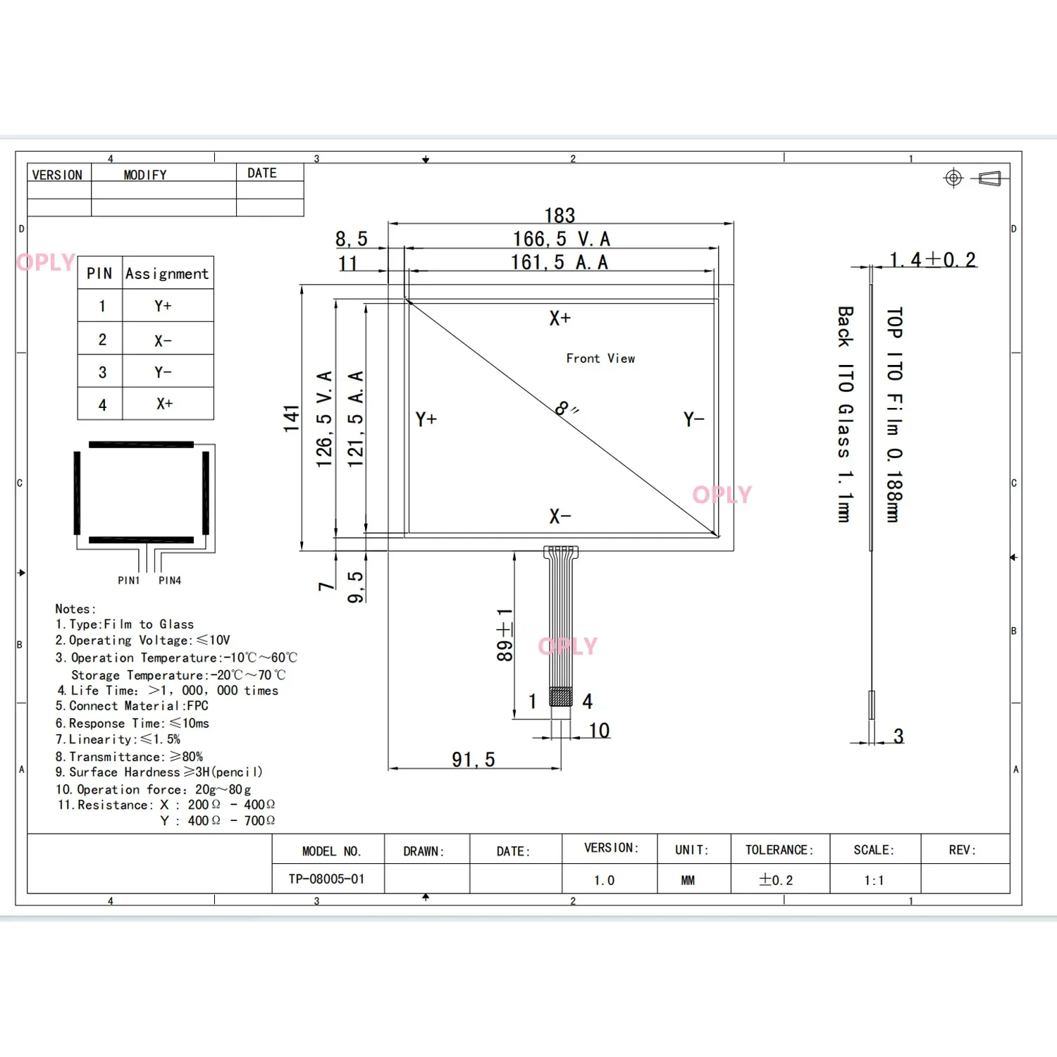 4 Wire 183*141 MM 8 inch 8