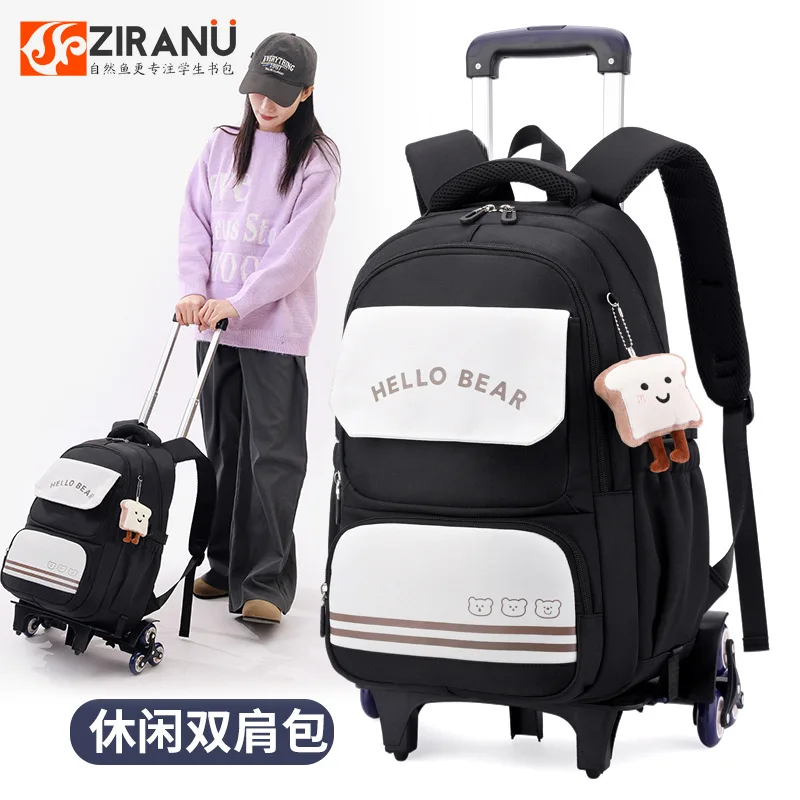 Trolley Children School Bags Mochilas Kids Backpacks With Wheel Trolley Luggage Girls princess backpack Backbag kids Schoolbag