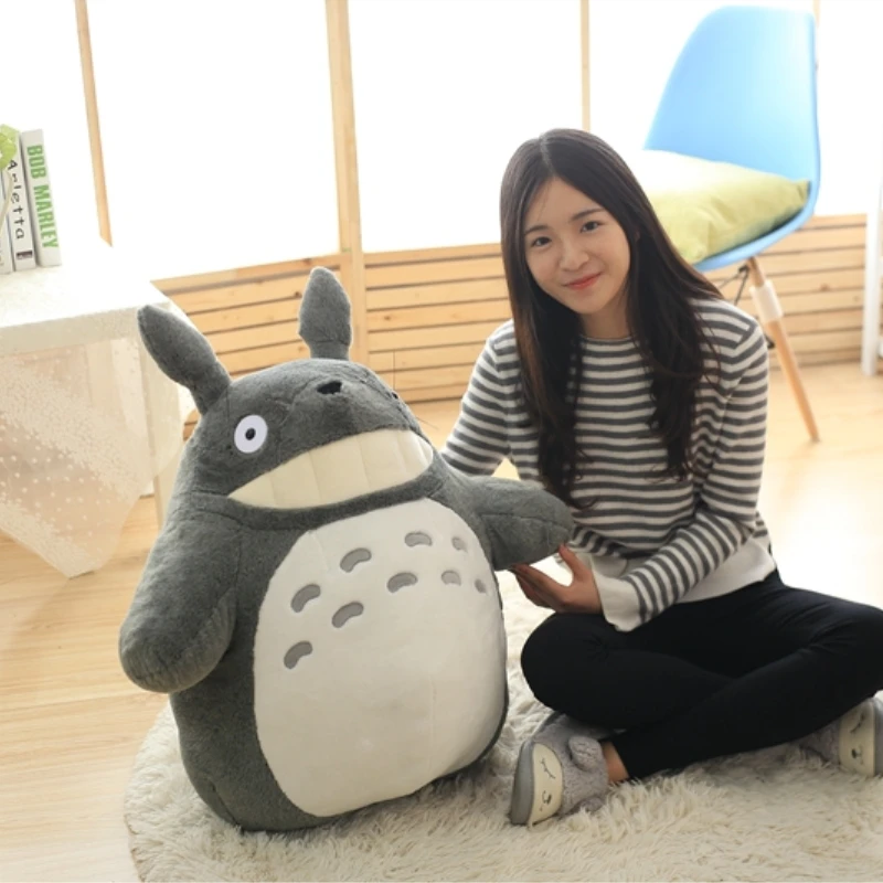 30-70cm tamanho grande rir heartily totoro brinquedo de pelúcia filme anime totoro folha de lótus totoro plushies adorável travesseiro totoro boneca