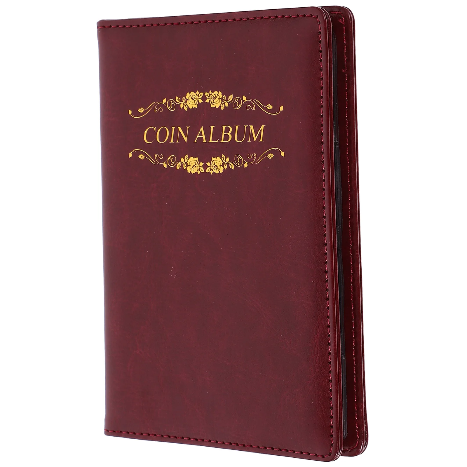 

120 Coins Book Black Rose Coin Storage Album PU Cover Protective Storage Album Coin Holder Collector Badge Organizer