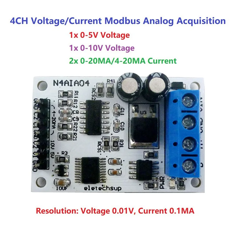 Module d'acquisition de Signal de tension 4-20MA RS485 Modbus RTU pour transmetteur de courant PLC, Instruments de mesure-AB01