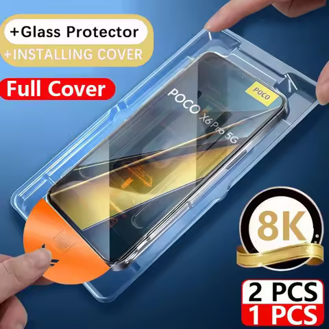 1-2PCS 8K Dust Free Glass For POCO F7 X6 F6 X7 Pro X5 X4 GT M5S F3 F4 HD Oleophobic Coating Screen Protector for POCO M4 Pro 5G