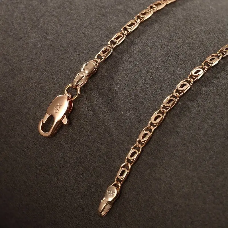 XP Jewelry --( 50 cm * 2.5 mm )  Gold Plated 18 K Classic Flat 20 inch Chain Necklaces For Cool Women Men Women Fashion Jewelry image 3
