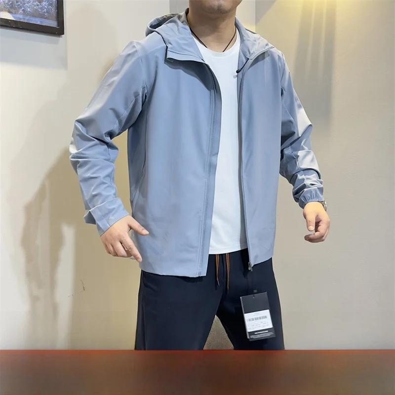 

High-End Outdoor Men's Jaet Breathable Qui-Drng Sun-Protective Me Hooded Long Sve Stand Fit Spring Autumn Wear