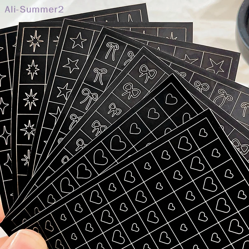 Pochoir aérographe pour ongles, motif cœur, nœud, étoiles, modèles d'autocollants creux pour pointes de manucure française, conception d'ongles