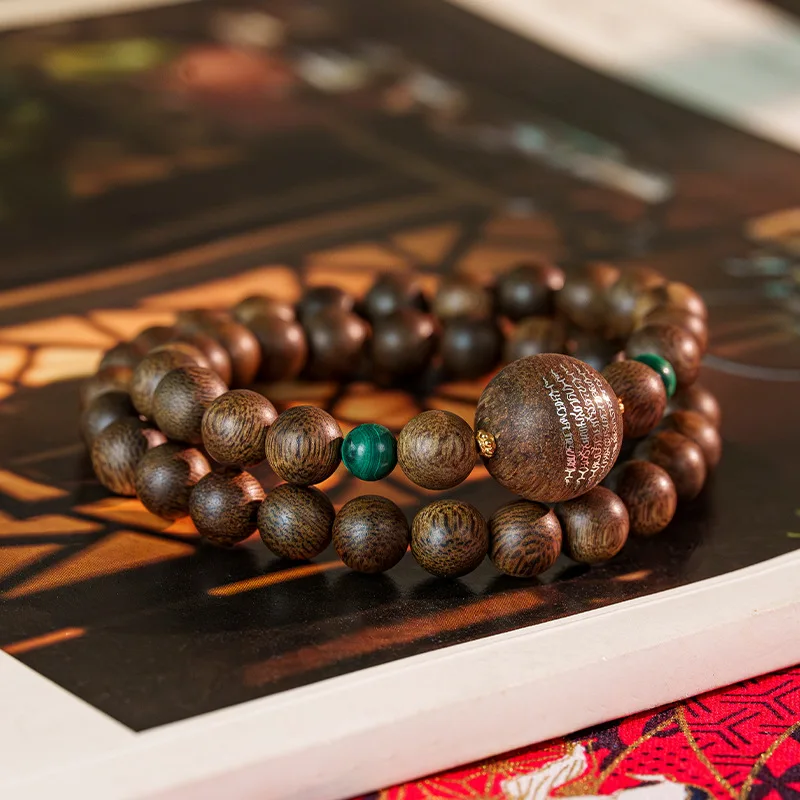 

Натуральный вьетнамский Nha Trang, белое агаровое дерево, 8 мм, тонущий класс, инкрустированный пять зерен, коллекционные украшения из агарового дерева