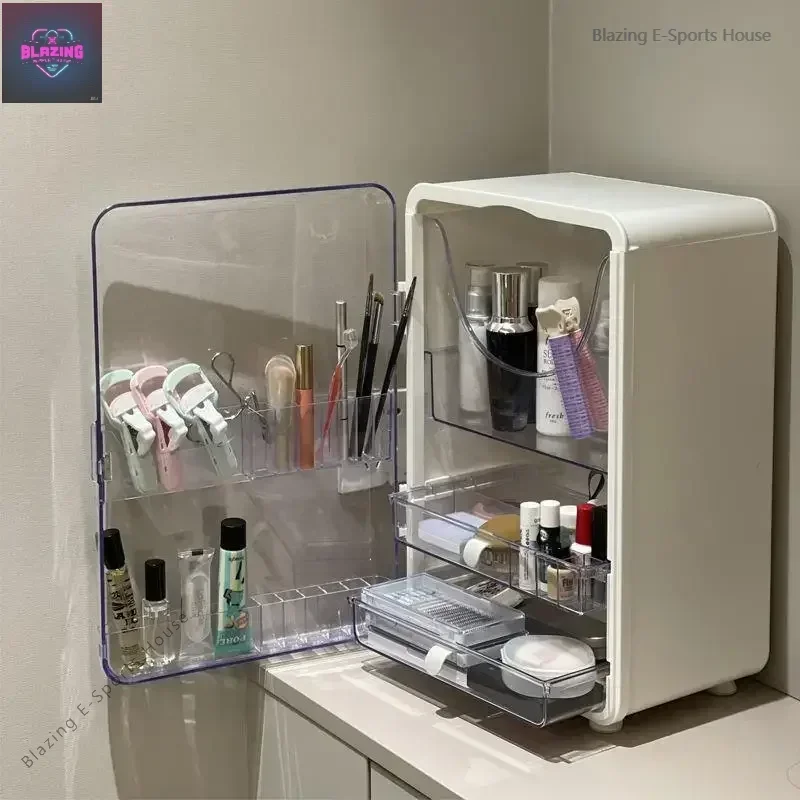 Cosmetics Storage Box Large Capacity Magnetic Suction Opening and Closing Dustproof Lipstick  Storage Cabinet Locker