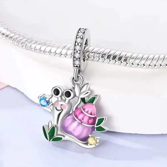 

Cute Snail 925 Silver Charm Fit Bracelet DIY Original Pendant For Woman Fine Jewelry Gift