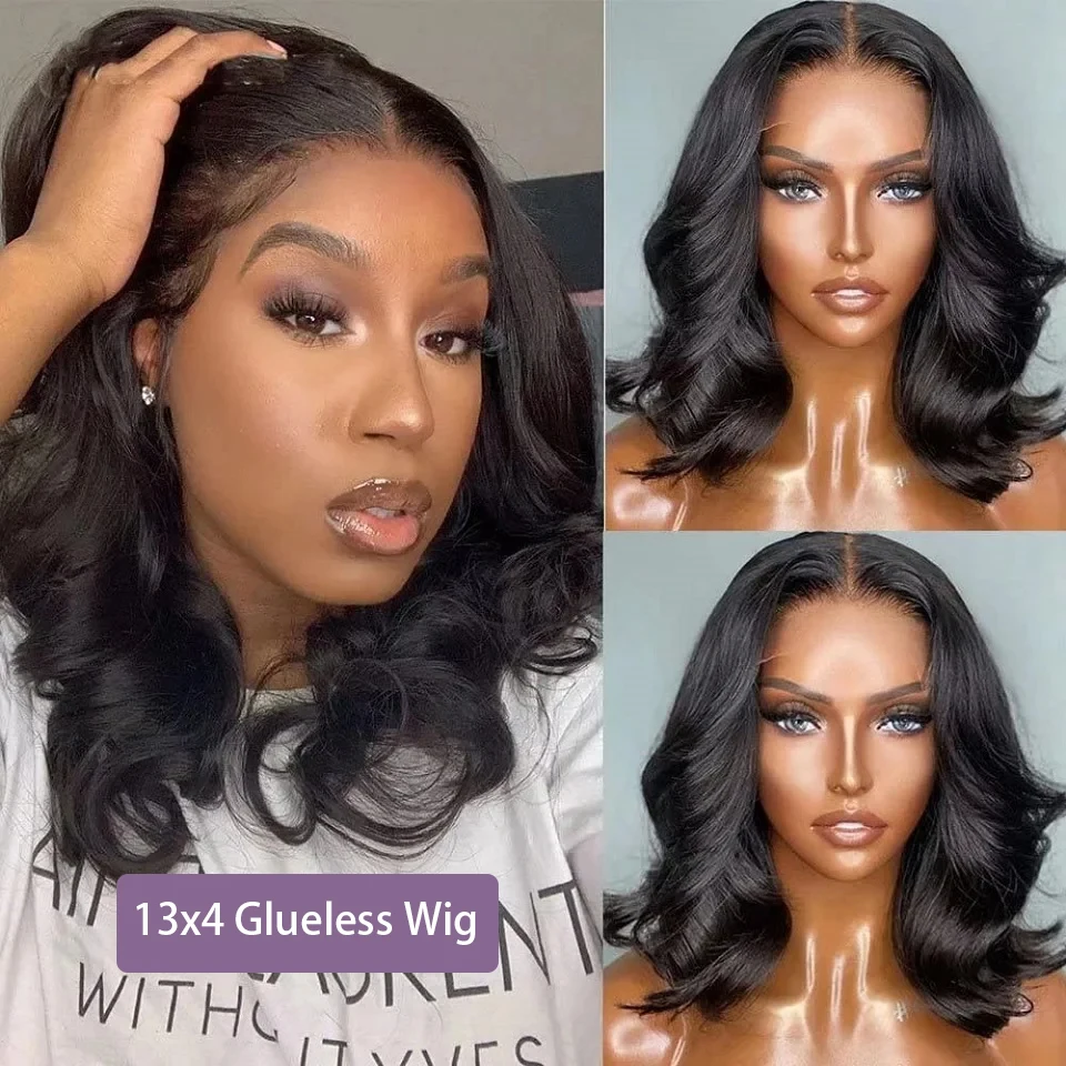 Kurze Bob Body Wave Frontal Echthaar Perücke einfach zu tragen keine Fähigkeiten benötigen vor gezupfte natürliche Haaransatz vor gebleichte Knoten für Frauen