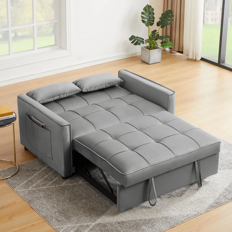 Grey Velvet Sofa Bed Easy to assemble Soft and comfortable for indoor living room furniture