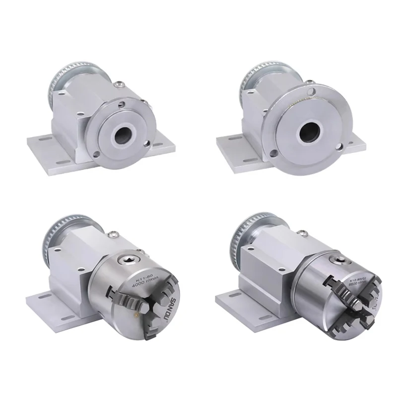 Micro Lathe Spindle Assembly 80/100 Three Jaw/Four Jaw Chuck Woodwork DIY Bead Machine Self Centering Hole Clamp