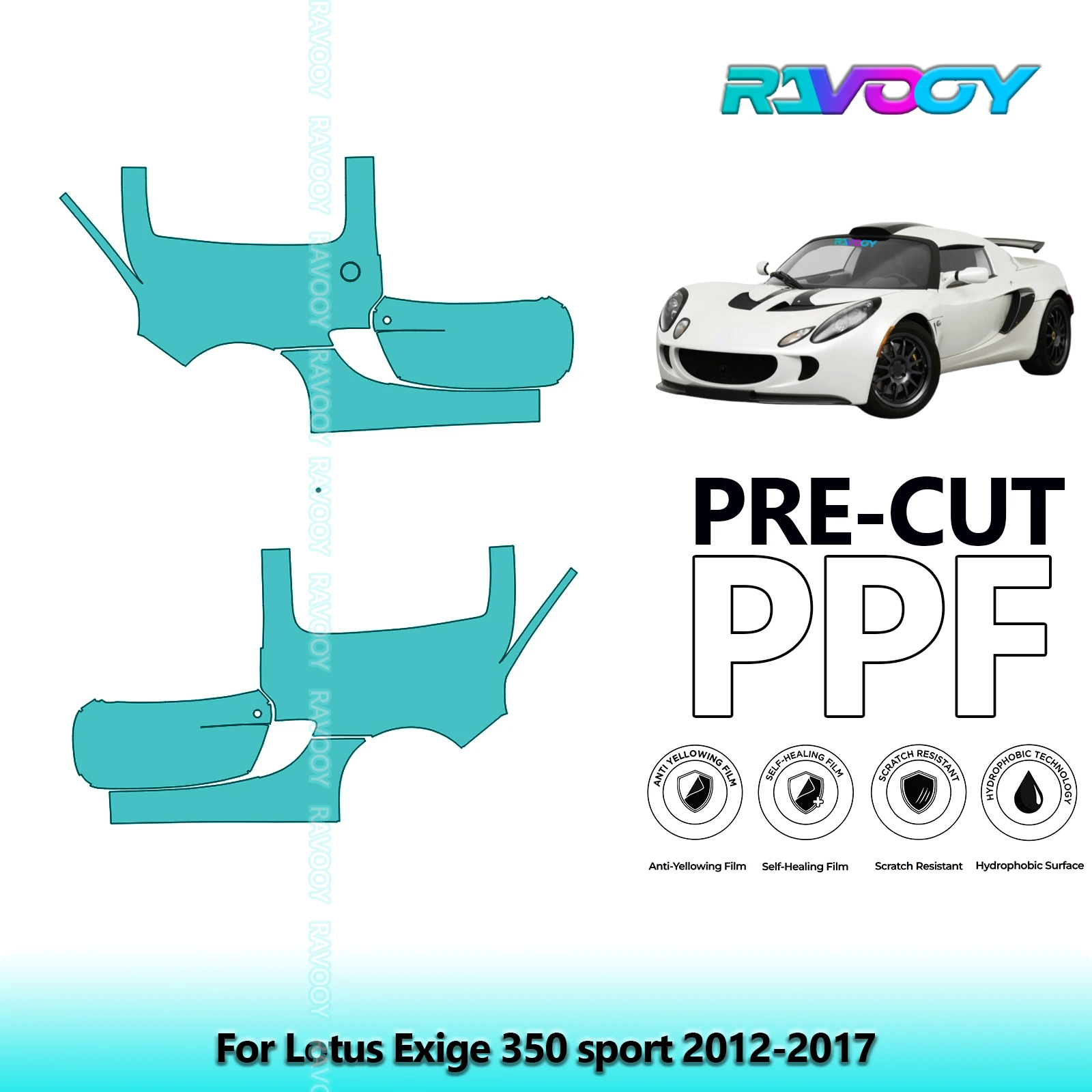 

For Lotus Exige 350 sport 2012-2017 8.5mil Clear Matte Pre-Cut PPF Door & A/B Pillar Kit TPU Paint Protection Film Set