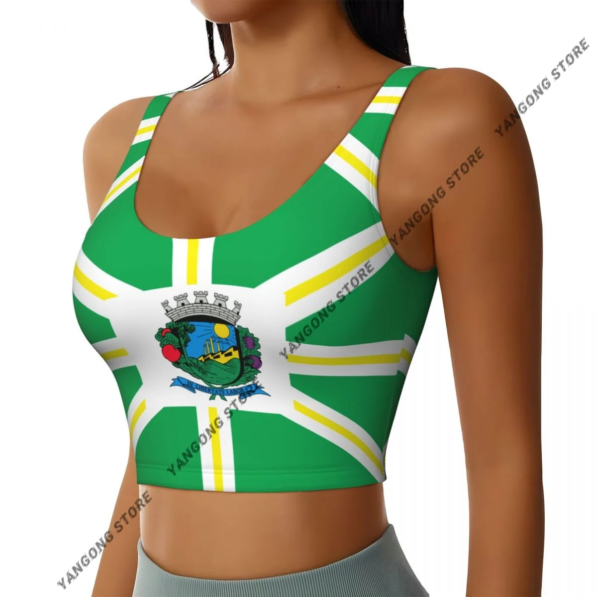 حمالة صدر رياضية للنساء للجري ملابس اليوغا سترة Bandeira Valinhos علم جمع سترة لياقة بدنية