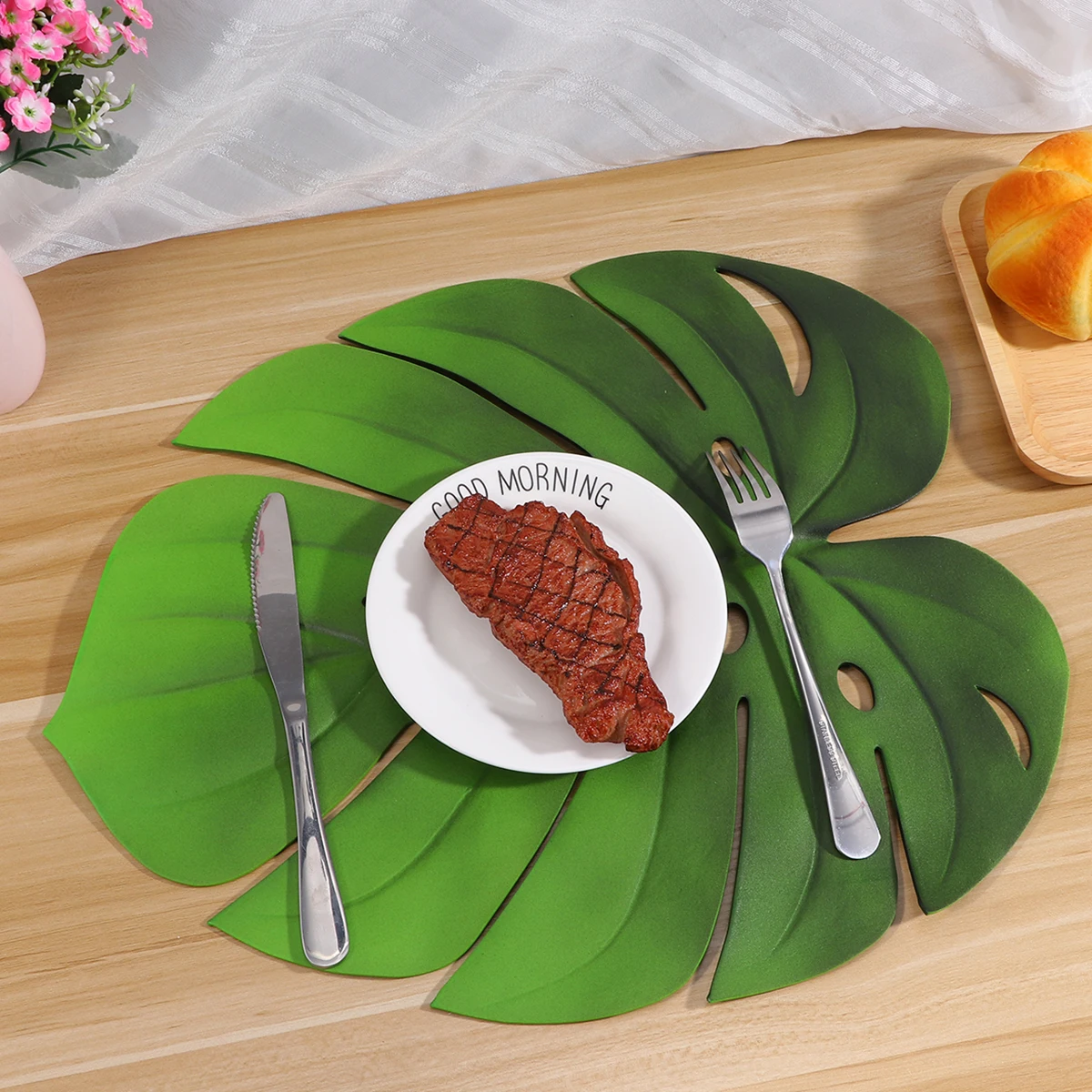 Mantel Individual EVA con forma de cuenco de hoja de tortuga, impermeable, a prueba de aceite, tapete para taza de té, mesa de comedor, decoración del hogar, 2 uds.