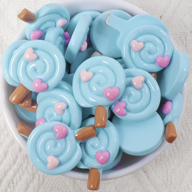 10/100pcs Resin Love Lollipop Flatback Cabochon Stone Figurines DIY Bow Accessories Scrapbooks Crafts Painted Colorful