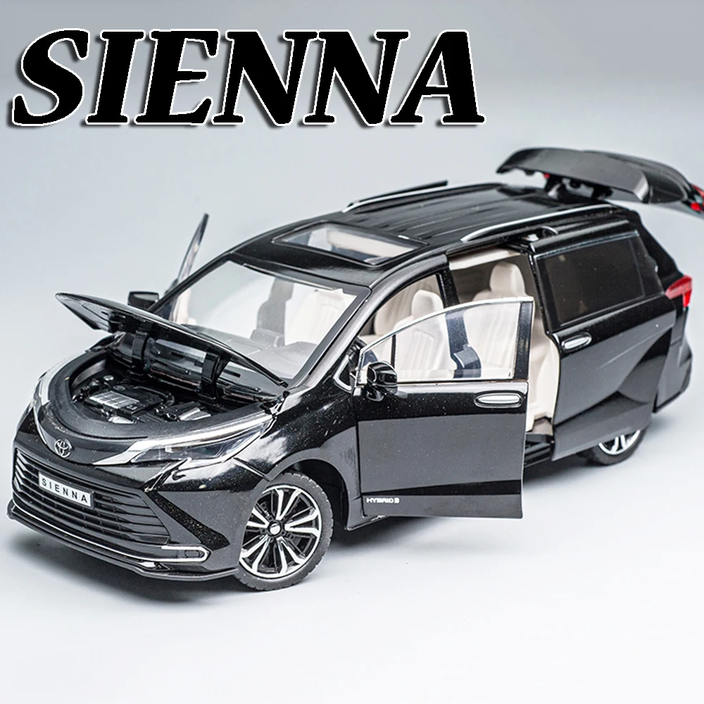 1:24 스케일 시에나 RAV4 장난감 모델 자동차 합금 다이캐스트 사운드 라이트 도어 오픈 풀백 프론트 휠 스티어링 어린이 교육용