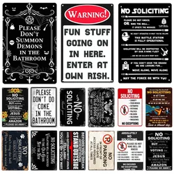 No Soliciting Funny Metal Sign for House, Office,Shop Decor, Please Do Not Knock or Ring, Doorbell Warning Sign, Halloween Decor