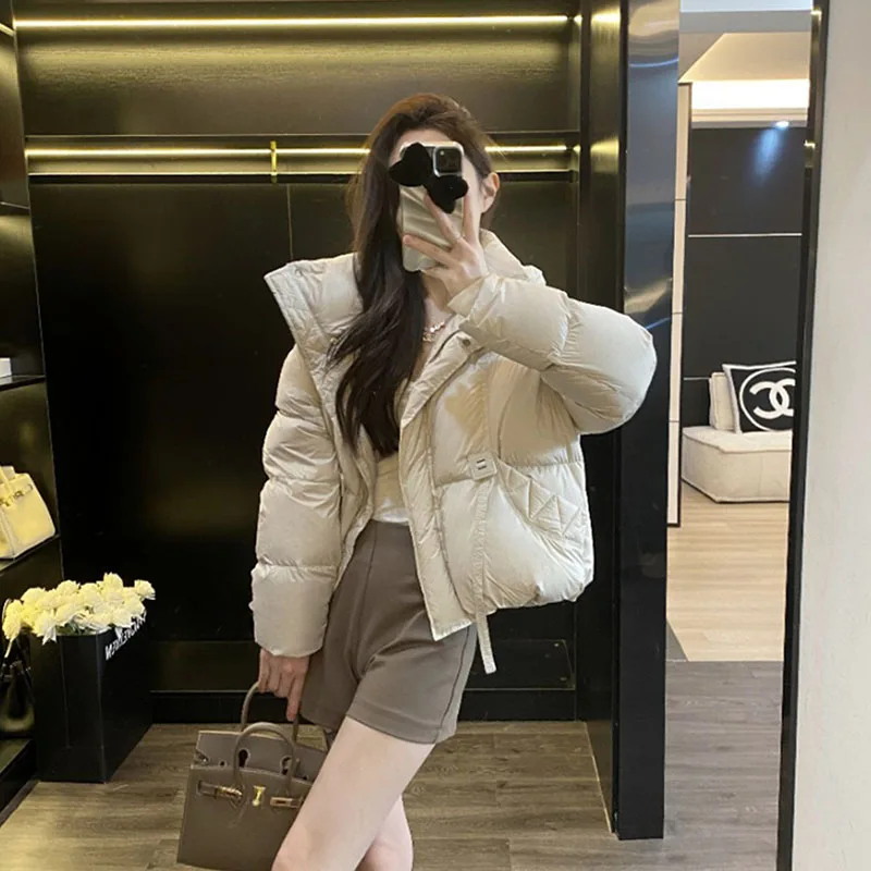 オーバーコート 2025 新冬 暖かいフード付き レディース ダウンジャケット ゆったり 厚手 ファッション 韓国版 ホワイトダックダウン レディース ダウンジャケット H688