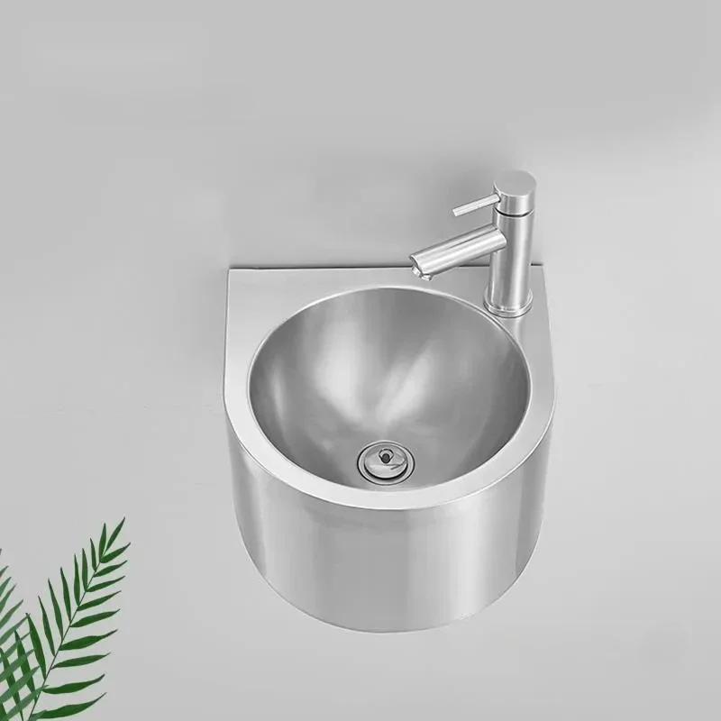 Nordic Creative Stainless Steel Wall Mounted Bathroom Sinks Small Wash Basin Mini Wall Hanging Wash Basin Home Bathroom Sink