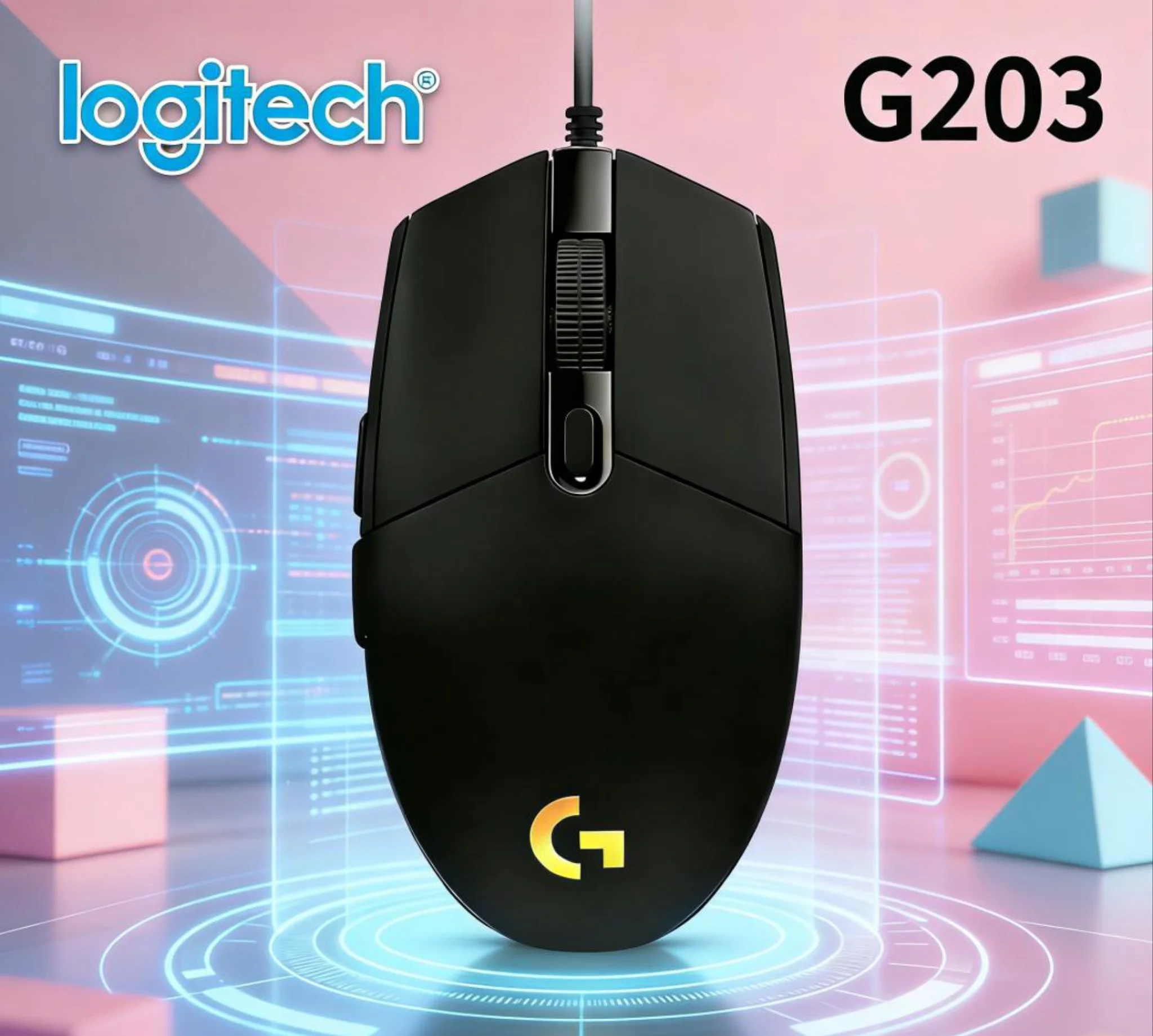 

Игровая мышь Logitech G203 проводная, с защитой от помех, стабильной передачей данных для соревновательной игры