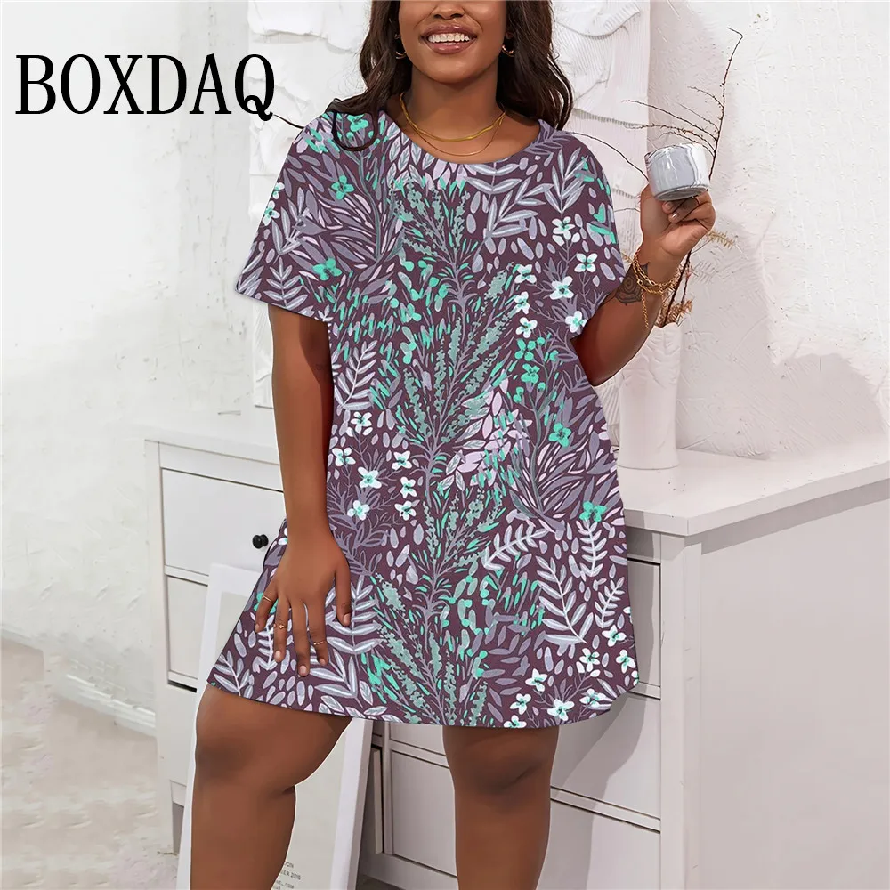 Women Vintage Dress Summer Retor Floral Graphic 3D Printed Dresses For Women Clothing Casual Short Sleeve Loose Plus Size Dress