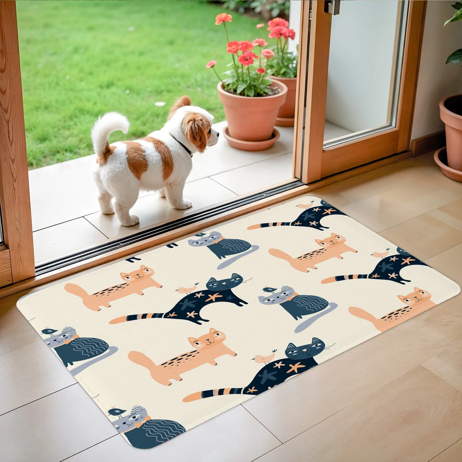

1PC Cartoon Cat Pattern Kitchen Rug Non-Slip Door Mats Pop design Bathroom Rug Bath Mat Carpet for Home Sink Laundry Decor