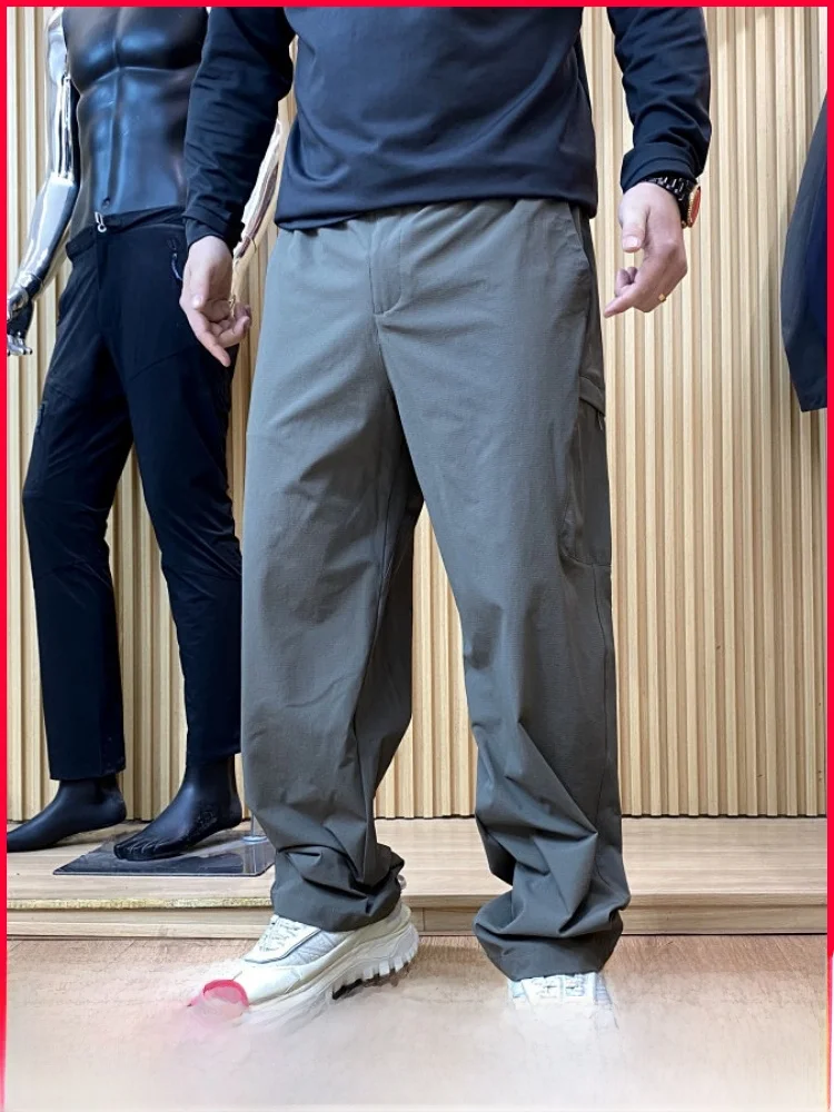 

Spring Outdoor Men's Casual Straight Leg Workwear Trousers Faionable Constant een Version Store Front Flat Cut Elastic