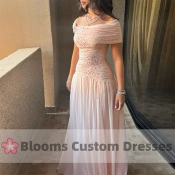 Blüten, schulterfrei, Chiffon, Perlenverzierung, individuelles Ballkleid, formelle Anlässe, plissiert, Party, ärmellos, Reißverschluss hinten, Abendkleider