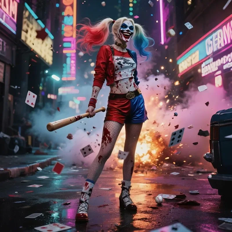 Halloween Costume Clown Cosplay Costume Adult Women Sexy Suit Irregular T-shirt Short Halloween Harleen Quinzel Suicide Cosplay