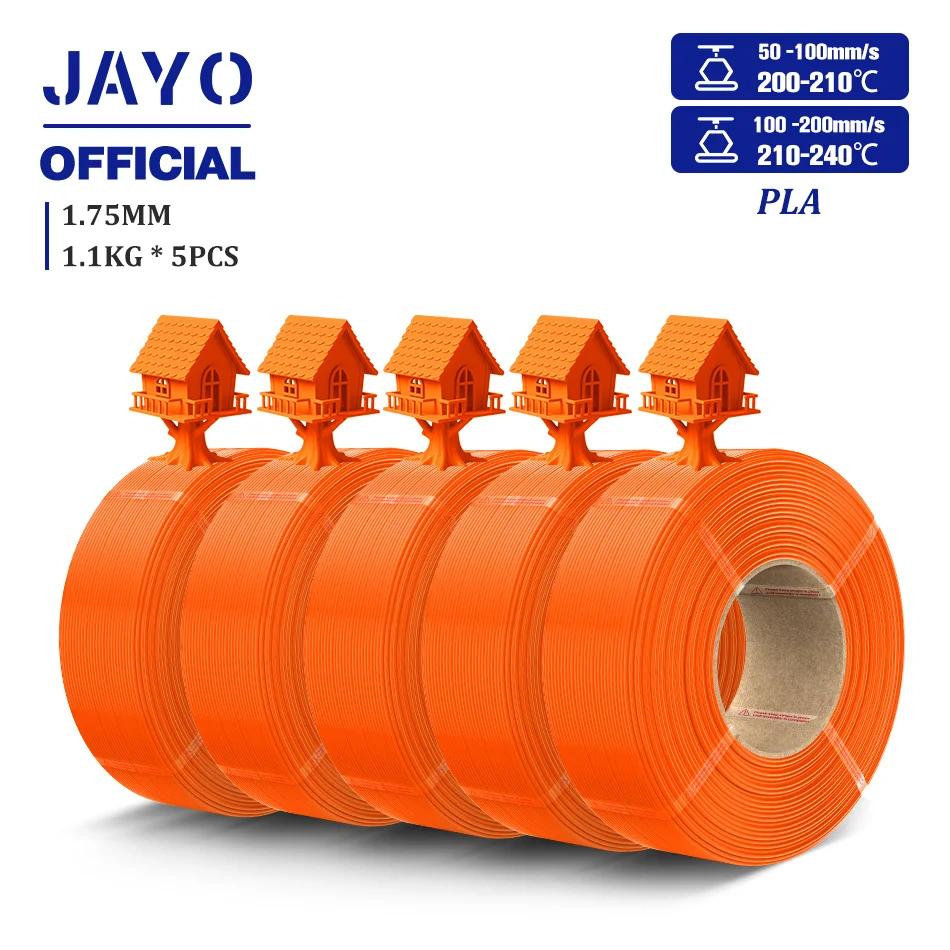 JAYO PLA/PETG-Filament 1,75 mm PLA Plus Nachfüllfilament für 3D-Drucker, geeignet für Bambu Lab Filament und wiederverwendbare Spule, 5 Rollen
