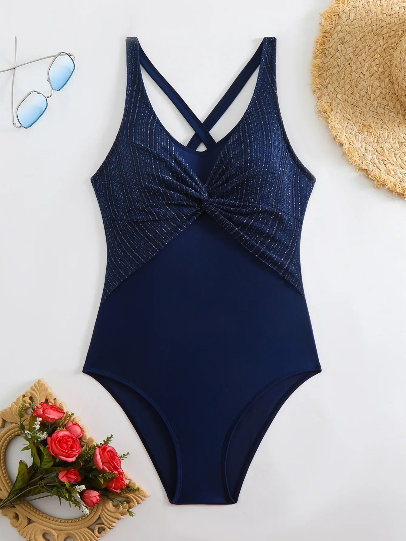 

sexy glitter cross knot plain swimsuits one piece women's bikinis swimwear bodysuits biquini bathing suits tankini trikini