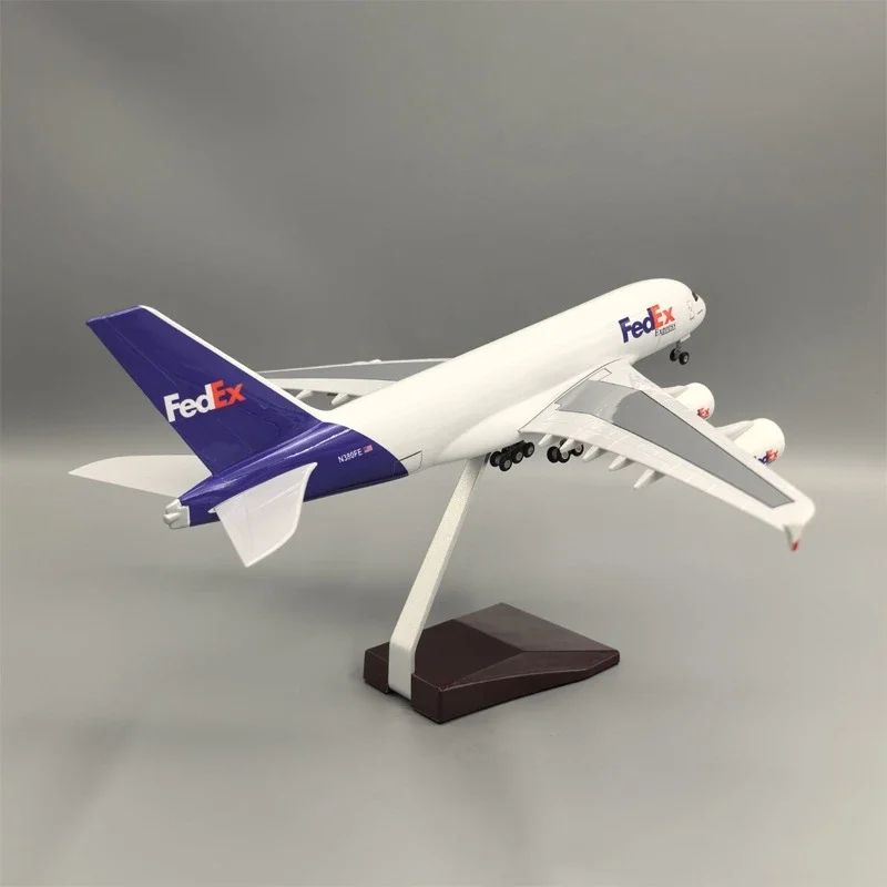 A380 FedEx Cargo Airlines 47cm Aircraft with Base & Wheel Miniature Airplane Model Resin Collection Gift Souvenir Plane Gift