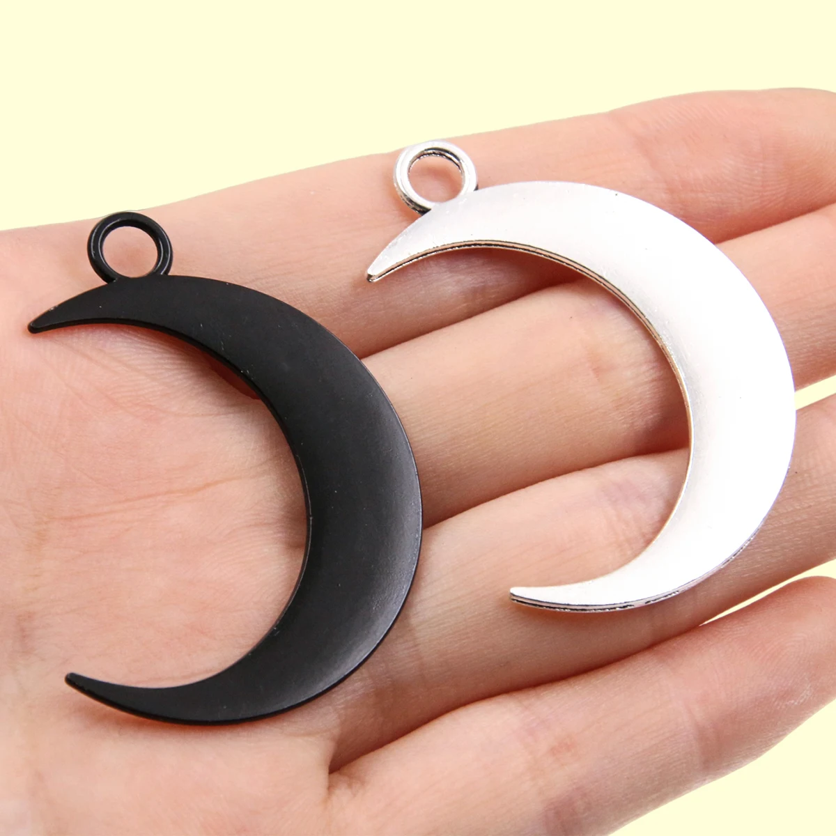 8PCS 31*45mm 2Color Metal Alloy Two-sided Big Moon Charms Natural Pendant For Jewelry Making DIY Handmade Craft