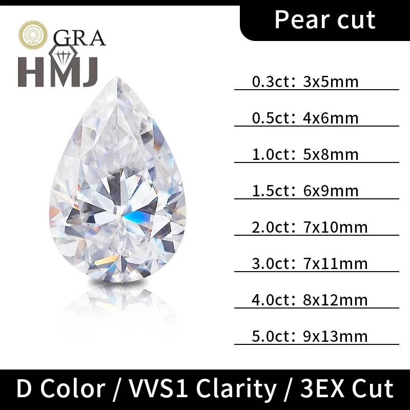 

Moissanite Diamond Round / Oval / Pear / Radiant / Emerald / Heart / Princess / Cushion / Asscher Triangle D Color Super White