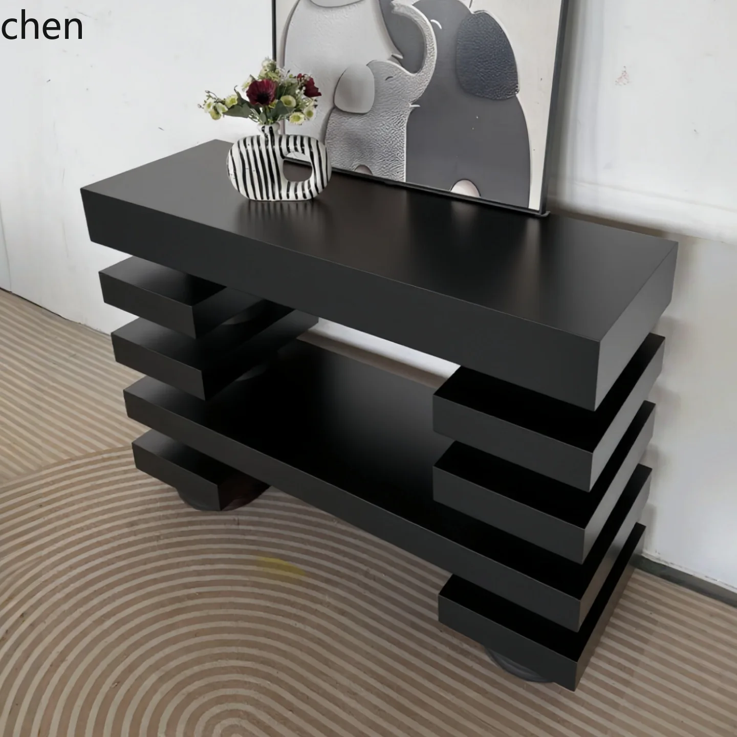 HT Entryway Table Simple Wall-Mounted Solid Wood Entryway Altar Long Table
