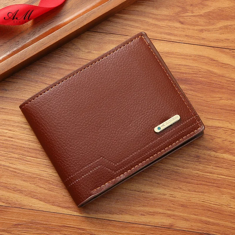 Classic Leather Wallet for Men Fashion Short Slim ID Photo Credit Card Holder Purse Business Man Wallets Money Clip Male