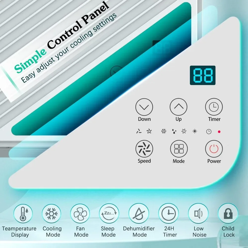 مكيفات الهواء/مكيفات الهواء المحمولة لغرفة واحدة إلى 400 قدم مربع/ 3 في 1 وحدة محمولة تيار متردد مع مزيل للرطوبة