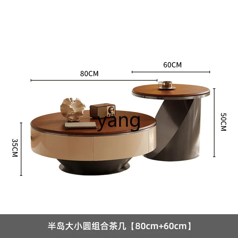 

LMM antique walnut peninsula round coffee table combination modern simple coffee table